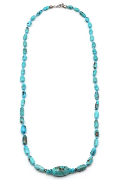 Orijinal Turkuaz Doğal Taş 925 Ayar Gümüş Kolye