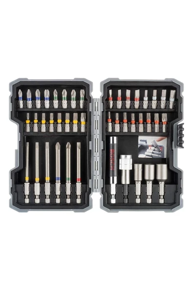 Bosch Professional GSB 185-Li 2.0 Ah Tek Akülü Kömürsüz Motor Darbeli Matkap + 23 Parça Aksesuar Set - 06019K3102 + Bosch Professional 43 Parça Vidalama Ucu Seti -2607017164 - 5