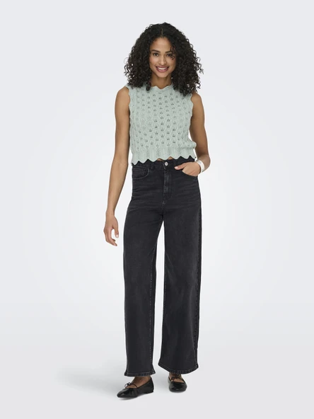 ONLY Bayan Örme Kolsuz Bluz 15291602 - Resim 5