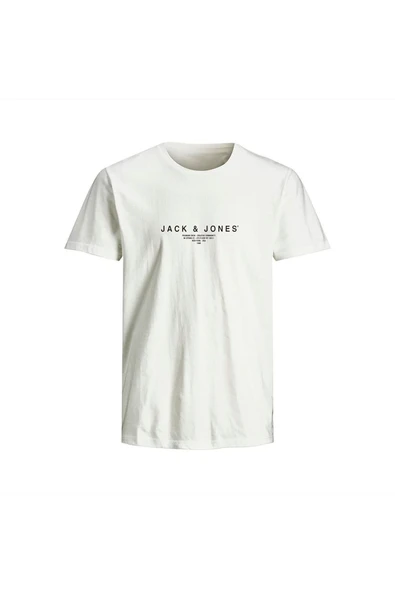 JACK JONES Erkek BEYAZ Pamuklu Tişört 12276646