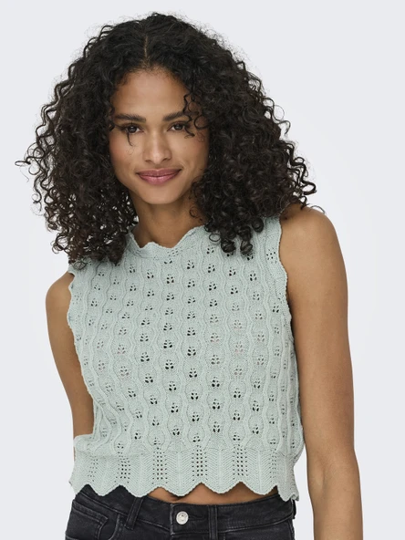 ONLY Bayan Örme Kolsuz Bluz 15291602 - Resim 2