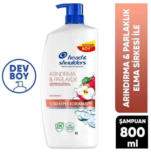Head & Shoulders Arındırma ve Parlaklık Elma Sirkeli Şampuan Ekonomik Boy 800 ml