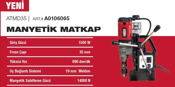 Attlas ATMD35 35MM 1500W Manyetik Matkap - 2