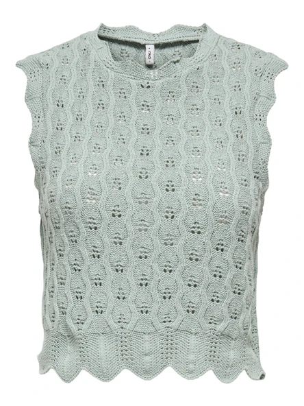 ONLY Bayan Örme Kolsuz Bluz 15291602 - Resim 6