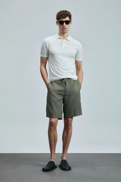 Lufian Derek Erkek İpek Karışımlı Kazak Kırık Beyaz