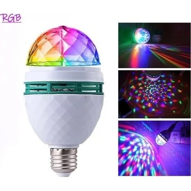 RGB Renkli LED Döner Başlıklı Disko Topu Ampul 3W priz duy dahil E27 Düğün Dernek Eğlence Dans Disko Show için Flaş 0801
