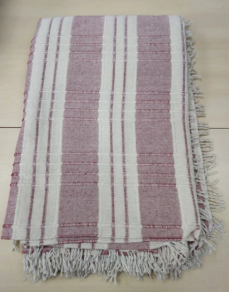 Buldan Pamuklu Kolsuz Koltuk Örtüsü (180x220)-Bordo Krem