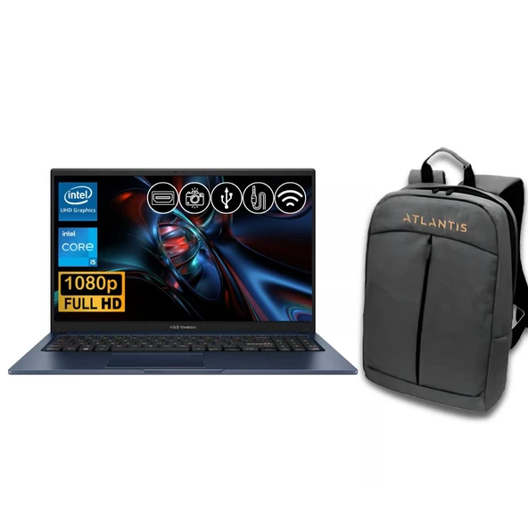 Asus Vivobook 15  i5-1334U 8GB 2TB M.2 SSD X1504VA-NJ2405 ATL44 15.6" Fdos Notebook +çanta