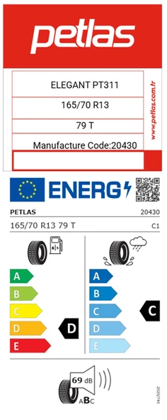 Petlas 165/70 R13 79T Elegant PT311 79T Oto Yaz Lastiği (Üretim Yılı 2025) - Resim 2