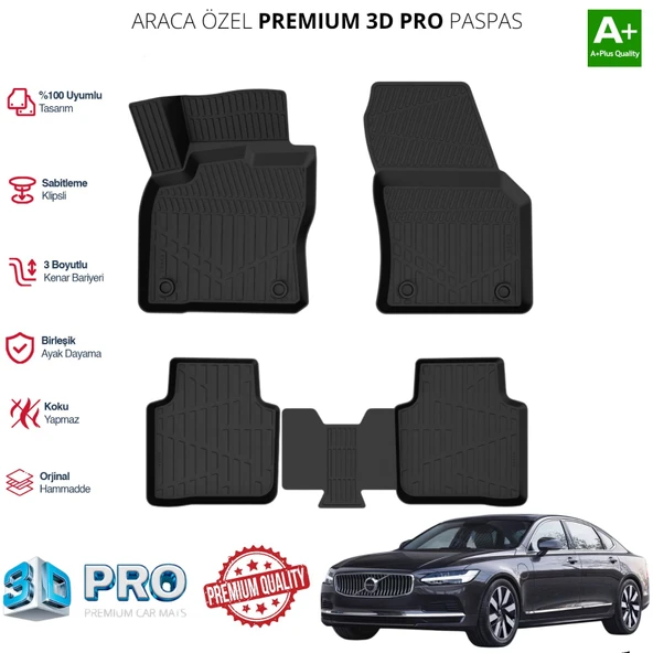 VOLVO S90 PLUG İN ARACA ÖZEL 3D PASPAS 2024 2025 2026 2027 ürün görseli 1