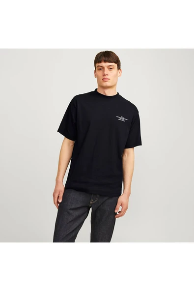 JACK JONES Erkek Siyah Pamuklu Tişört 12259357