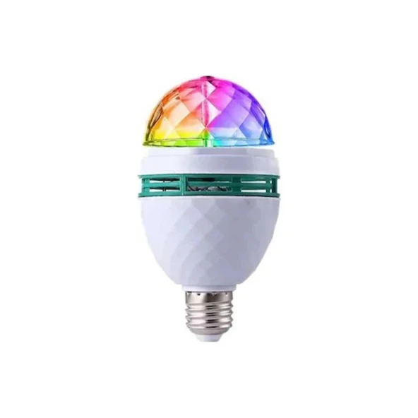 RGB Renkli LED Döner Başlıklı Disko Topu Ampul 3W priz duy dahil E27 Düğün Dernek Eğlence Dans Disko Show için Flaş 0801 - 6