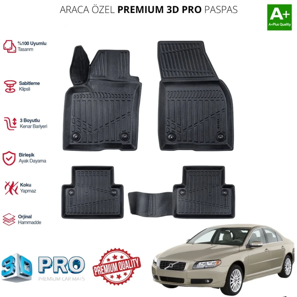 VOLVO S40 ARACA ÖZEL 3D PASPAS 2004 2005 2006 2007 2008 2009 2010 2011 2012 ürün görseli 1
