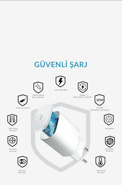 20W USB-C Hızlı Şarj Güç Adaptörü - 2