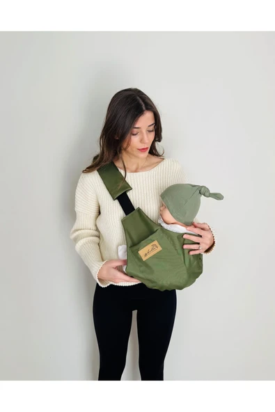 KUBBE Child Carrier - 10 Ay - 4 Yaş (18 Kg) Haki Cepli Çocuk Taşıyıcı Sling