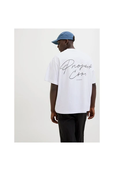 JACK JONES Erkek BEYAZ Pamuklu Tişört 12273310 - 4