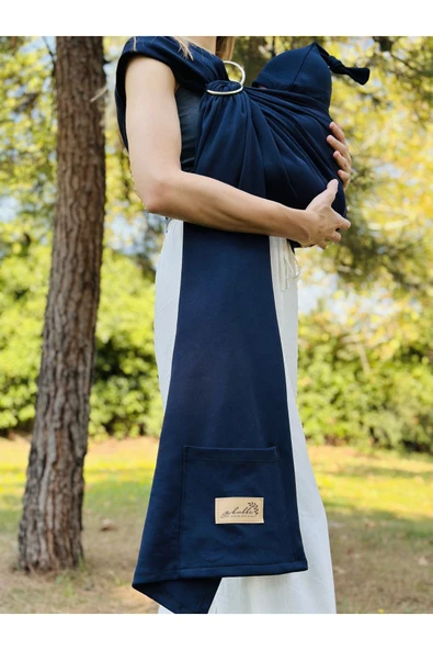 KUBBE Anakucağı Esnek Halkalı Cepli Bebek Taşıma Şalı, Bebek Askısı Wrap Sling - 7