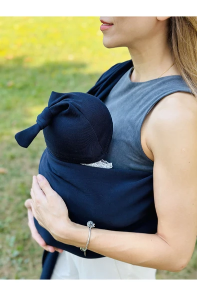 KUBBE Anakucağı Esnek Halkalı Cepli Bebek Taşıma Şalı, Bebek Askısı Wrap Sling - 3