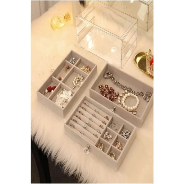 Piev House By House Üç Katlı Çekmeceli Takı Kozmetik Organizer - 3