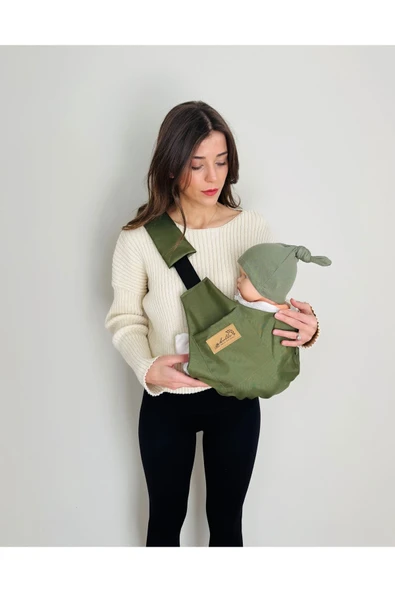 KUBBE Child Carrier - 10 Ay - 4 Yaş (18 Kg) Haki Cepli Çocuk Taşıyıcı Sling - 2