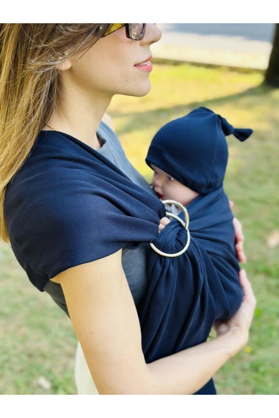 KUBBE Anakucağı Esnek Halkalı Cepli Bebek Taşıma Şalı, Bebek Askısı Wrap Sling - 5
