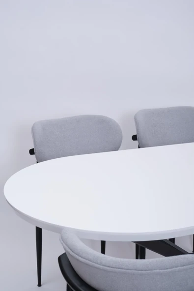 Bohem Metal Polo Boyalı Mdf Lak Panel Yemek Masa Takımı 90x170 - 2