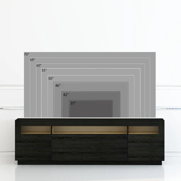 T005 Asil Led Işıklı Tv Sehpası Ahşap Siyah - 4