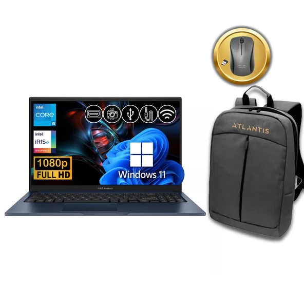 Asus Vivobook 15  i5-1334U 16GB 256 GB M.2 SSD X1504VA-NJ2405 ATL106 15.6" W11Pro Notebook +Çanta&Mouse