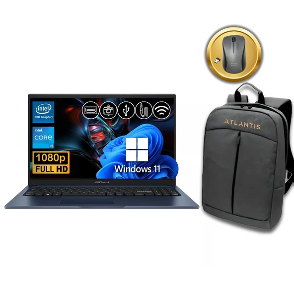 Asus Vivobook 15  i5-1334U 8GB 1TB M.2 SSD X1504VA-NJ2405 ATL103 15.6" W11Pro Notebook +Çanta&Mouse