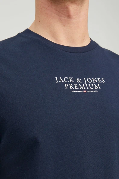 JACK JONES Erkek Lacivert Pamuklu Tişört 12217167 - 6