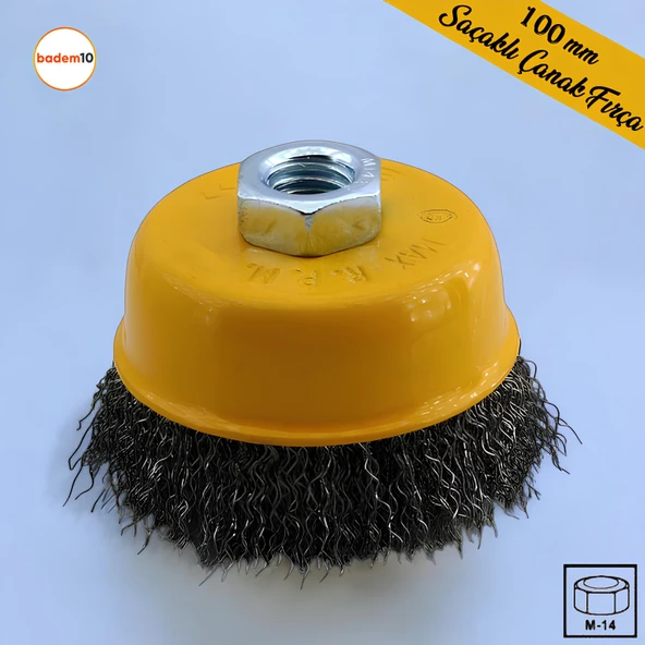 Saçaklı Çanak Fırça 100 mm Pas Kir Toz Temizleme Metal Temizlik Fırçası