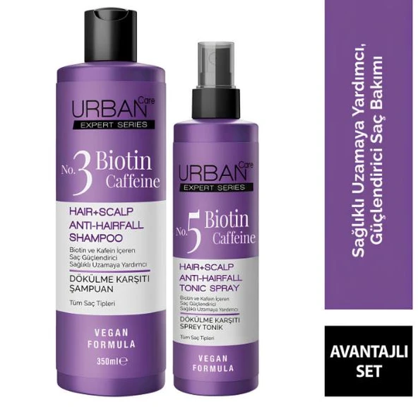 Urban Care Biotin & Caffeine Dökülme Karşıtı Şampuan 350 ml + Sprey Tonik 200 ml