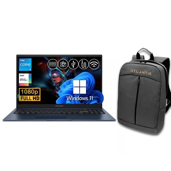 Asus Vivobook 15  i5-1334U 24GB 2TB M.2 SSD X1504VA-NJ2405 ATL94 15.6" W11Pro Notebook +Çanta