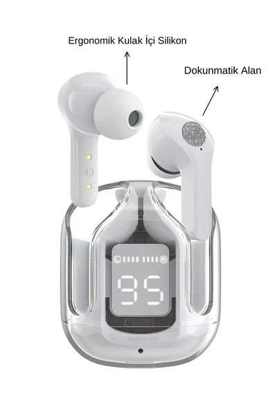 Air 31 Kulak İçi Bluetooth Kulaklık İos Android Uyumlu Şarj Göstergeli Kablosuz Kulaklık - 2
