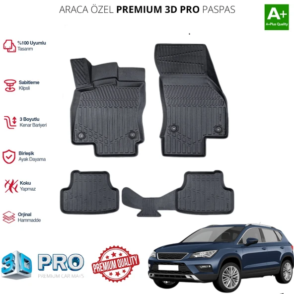 SEAT ATECA ARACA ÖZEL 3D PASPAS 2016 2017 2018 2019 2020