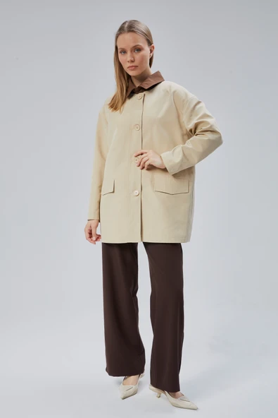 Vizon Oversize Casual Midi Trençkot - 10