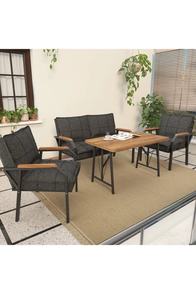 Mygusi Hayal 70x110 Cm Atlantik Mutfak Masası Takımı, Modern Masa Takımı - 2 1 1 - Antrasit