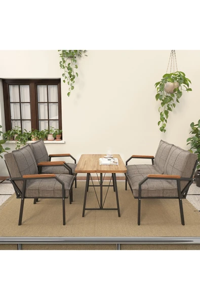 Mygusi Hayal 70x110 Cm Atlantik Mutfak Masası Takımı, Modern Masa Takımı - 2 1 1 - Cappucino - 2