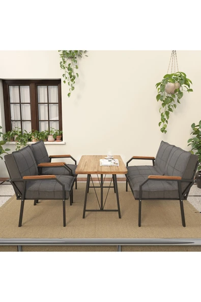 Mygusi Hayal 70x110 Cm Atlantik Mutfak Masası Takımı, Modern Masa Takımı - 2 1 1 - Koyu Gri - 2