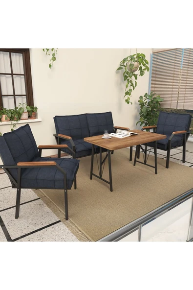 Mygusi Hayal 70x110 Cm Atlantik Mutfak Masası Takımı, Modern Masa Takımı - 2 1 1 - Lacivert