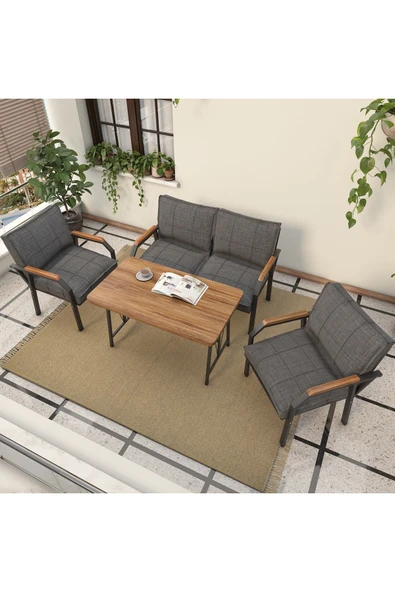 Mygusi Hayal 70x110 Cm Atlantik Mutfak Masası Takımı, Modern Masa Takımı - 2 1 1 - Koyu Gri - 3