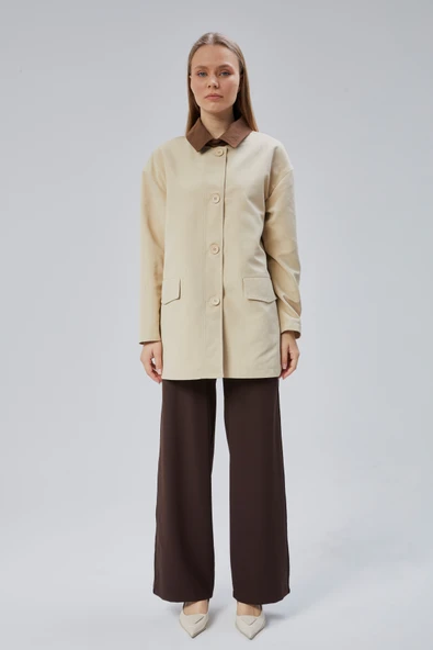 Vizon Oversize Casual Midi Trençkot - 9