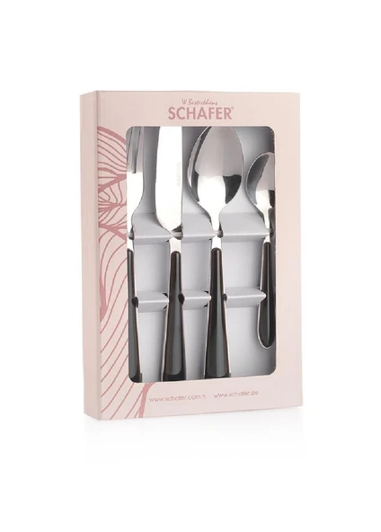 Schafer Mona 24 Parça Çatal Kaşık Bıçak Takımı-Siyah - 3