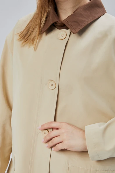 Vizon Oversize Casual Midi Trençkot - 5