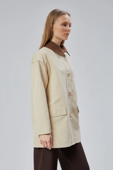 Vizon Oversize Casual Midi Trençkot - 7