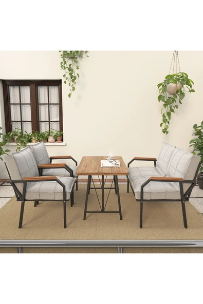 Mygusi Hayal 70x110 Cm Atlantik Mutfak Masası Takımı, Modern Masa Takımı - 2 1 1 - Açık Gri - 2