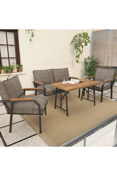 Mygusi Hayal 70x110 Cm Atlantik Mutfak Masası Takımı, Modern Masa Takımı - 2 1 1 - Cappucino