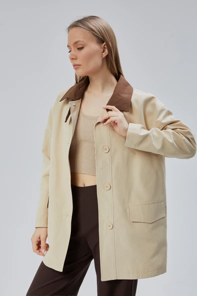 Vizon Oversize Casual Midi Trençkot - 2