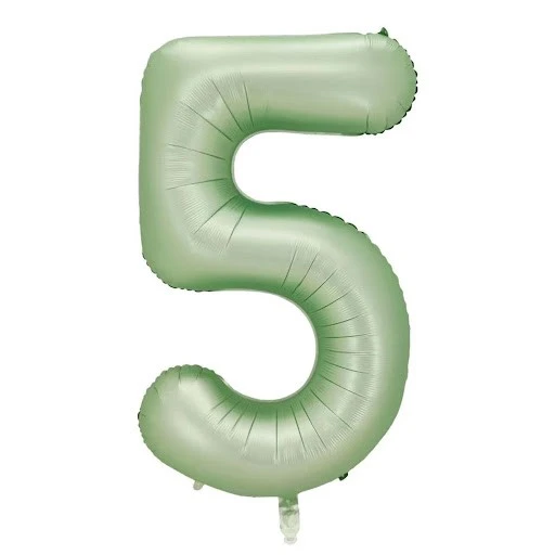 5 Rakam Retro Yeşil Folyo Balon 34 inç 76 cm