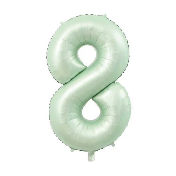 8 Rakam Retro Yeşil Folyo Balon 34 inç 76 cm